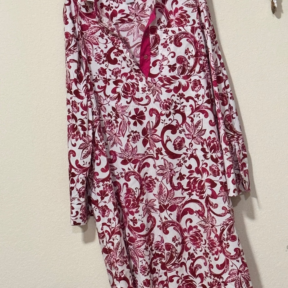Chico's Pink and White Patterned Shirt Dress - Picture 6 of 6